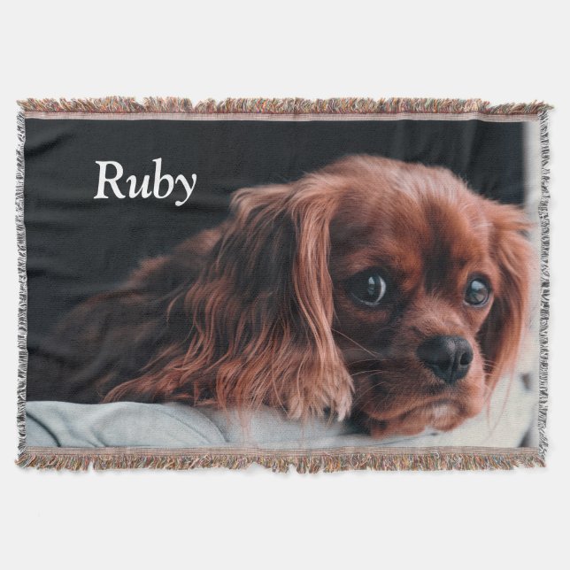 Ruby Cavalier King Charles Spaniel Puppy Dog Throw Blanket (Front)
