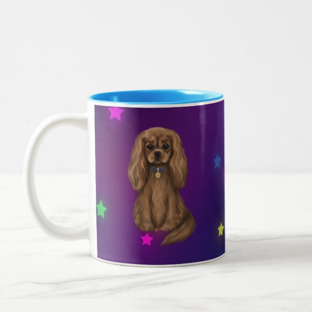 Ruby Cavalier King Charles Spaniel  Two-Tone Coffee Mug (Left)