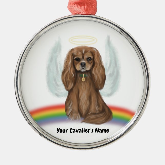 Ruby Cavalier Pet Loss Ornament- Customisable Metal Ornament (Front)