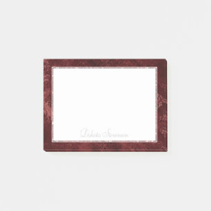 Ruby Crimson Red   Classic Grunge with Custom Name Post-it Notes