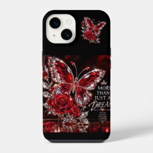 Ruby Crystal Butterfly & Rose iPhone 14 Case