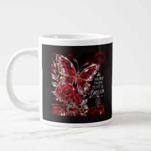 Ruby Crystal Butterfly & Rose Large Coffee Mug