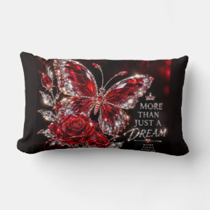Ruby Crystal Butterfly & Rose Lumbar Cushion