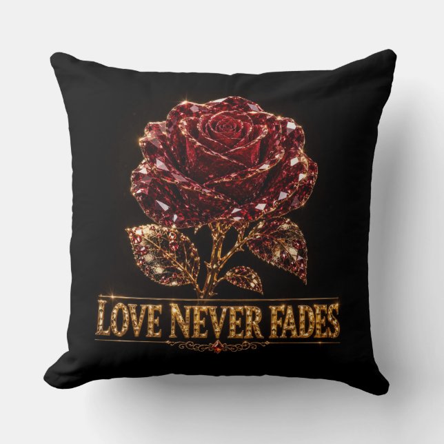 Ruby Crystal Rose – Love Never Fades Cushion (Front)