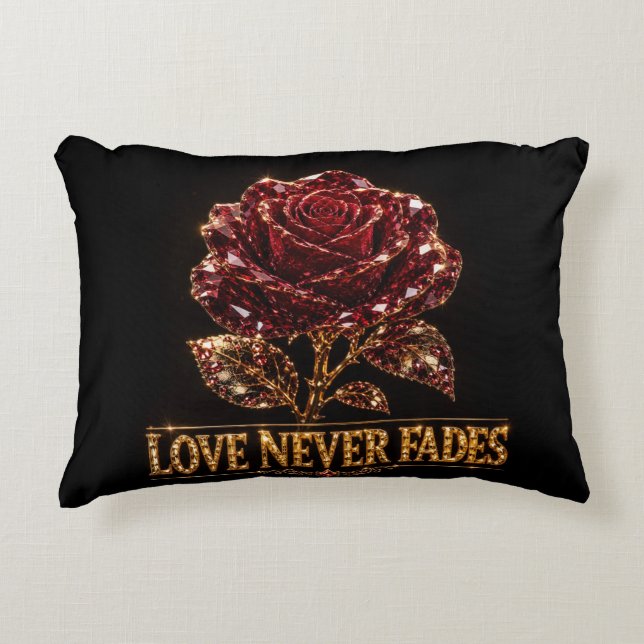 Ruby Crystal Rose – Love Never Fades Decorative Cushion (Front)