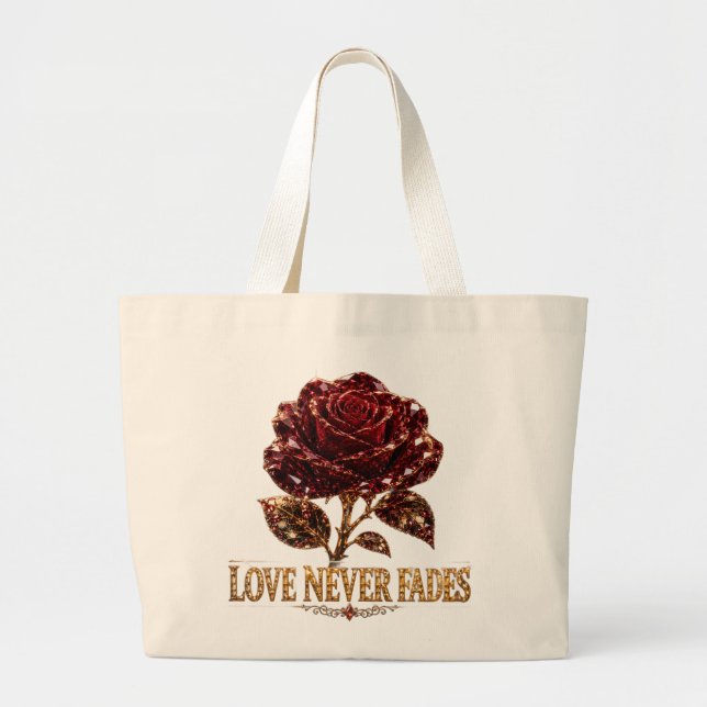 Ruby Crystal Rose – Love Never Fades Large Tote Bag (Front)