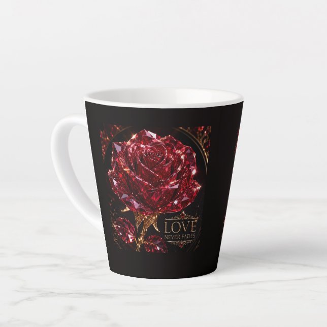 Ruby Crystal Rose – Love Never Fades Latte Mug (Left Angle)