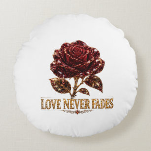 Ruby Crystal Rose – Love Never Fades Round Cushion