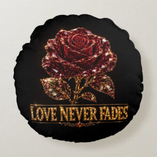 Ruby Crystal Rose – Love Never Fades Round Cushion