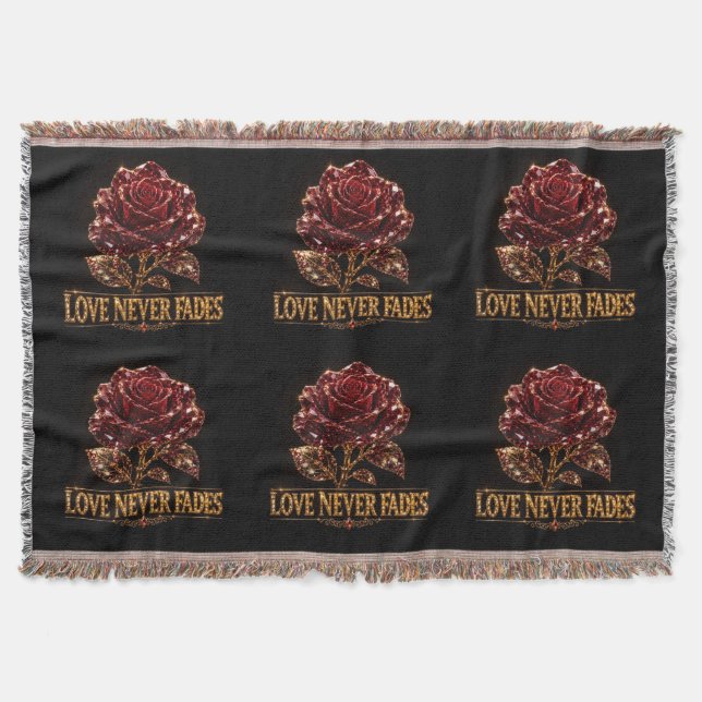 Ruby Crystal Rose – Love Never Fades Throw Blanket (Front)