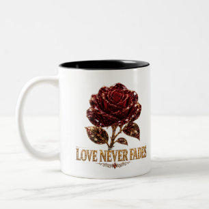 Ruby Crystal Rose – Love Never Fades Two-Tone Coffee Mug
