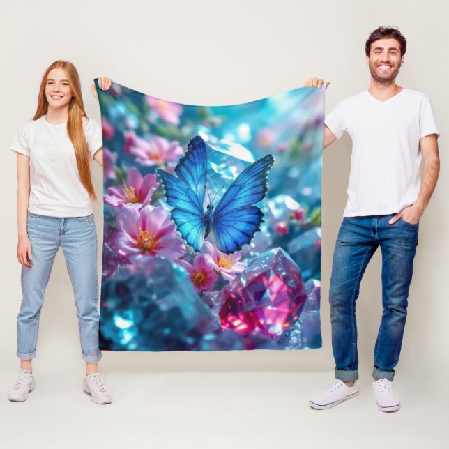 Ruby Crystals Garden Butterfly Fleece Blanket (In Situ)