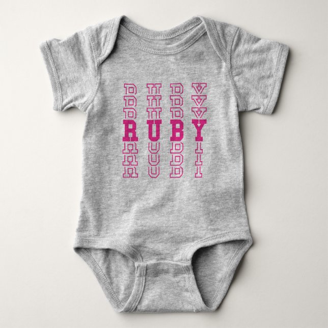 Ruby Cute Pink Custom Girly Name Baby Bodysuit (Front)