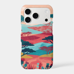 Ruby & Cyan Savanna iPhone 17 Case - Folk Design