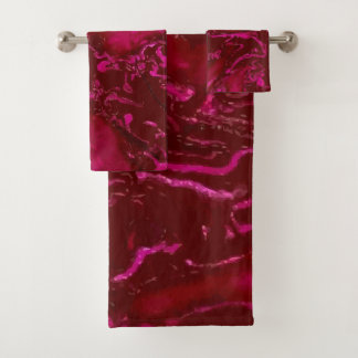 Ruby dark red pink black swirls bath towel set