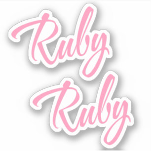 Ruby Decorative Name in Pink x2 Sticker