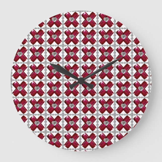 Ruby Diamond Art, Red Large Clock (Front)