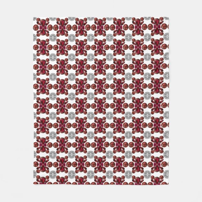 Ruby & Diamond Gemstone Art Red Fleece Blanket (Front)