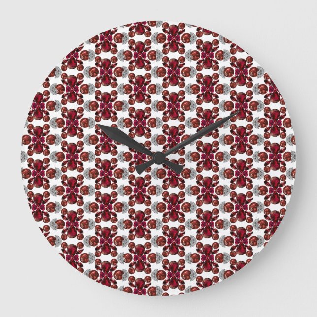 Ruby & Diamond Gemstone Art Red Large Clock (Front)