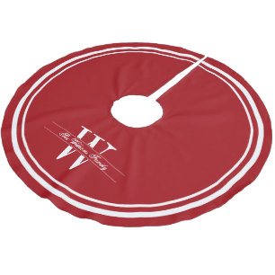 Ruby Double Border Monogram Brushed Polyester Tree Skirt