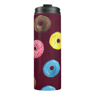 Ruby Doughnuts: Watercolor Seamless Pattern. Thermal Tumbler