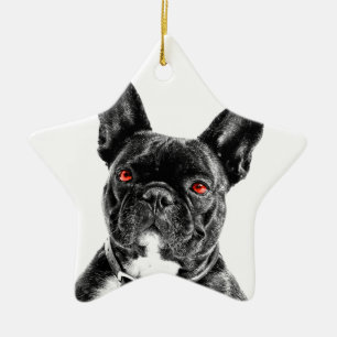Ruby Eye'd Bulldog Ceramic Ornament