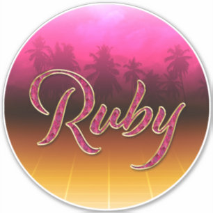 Ruby First Name Golden pink Sticker