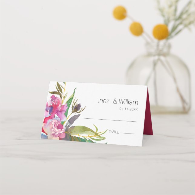 Ruby Floral Place Card (Front)