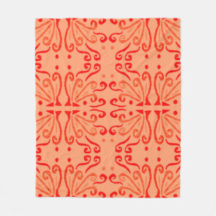 Ruby Floral: Tribal Geometric Pattern. Fleece Blanket