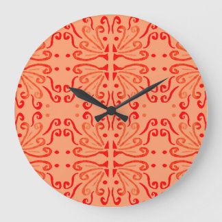 Ruby Floral: Tribal Geometric Pattern. Large Clock