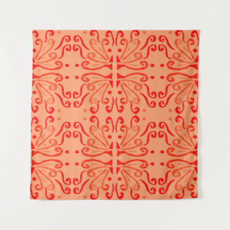 Ruby Floral: Tribal Geometric Pattern. Tapestry