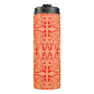 Ruby Floral: Tribal Geometric Pattern. Thermal Tumbler