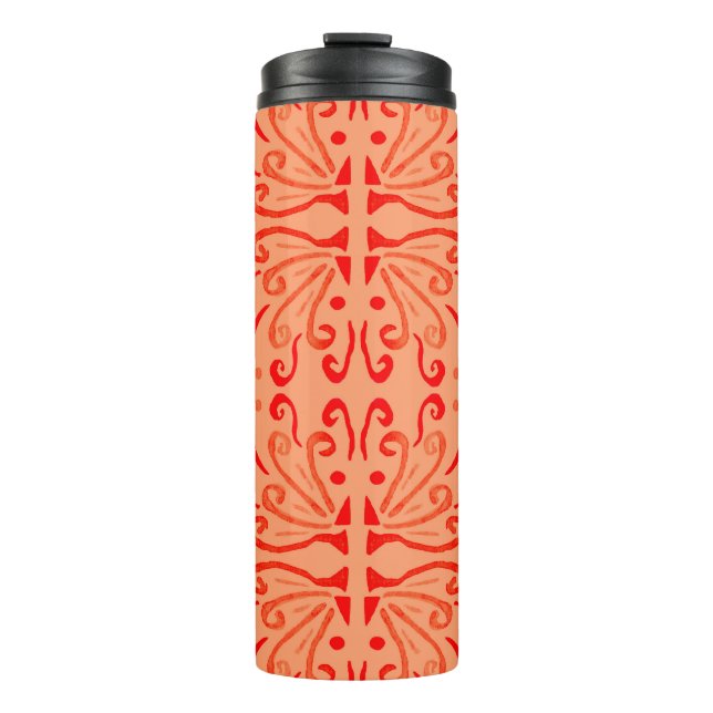Ruby Floral: Tribal Geometric Pattern. Thermal Tumbler (Front)