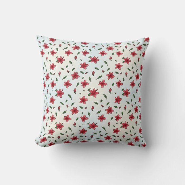 Ruby Frangipani Cottage Garden Pillow (Front)