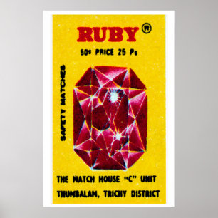 Ruby Gem - Matchbox Print - Aesthetic Wall Art