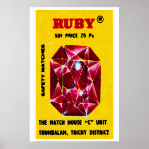 Ruby Gem - Matchbox Print - Aesthetic Wall Art
