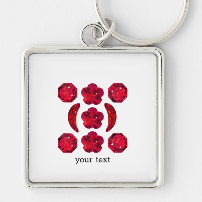 Ruby Gemstone Art, Red Key Ring (Front)