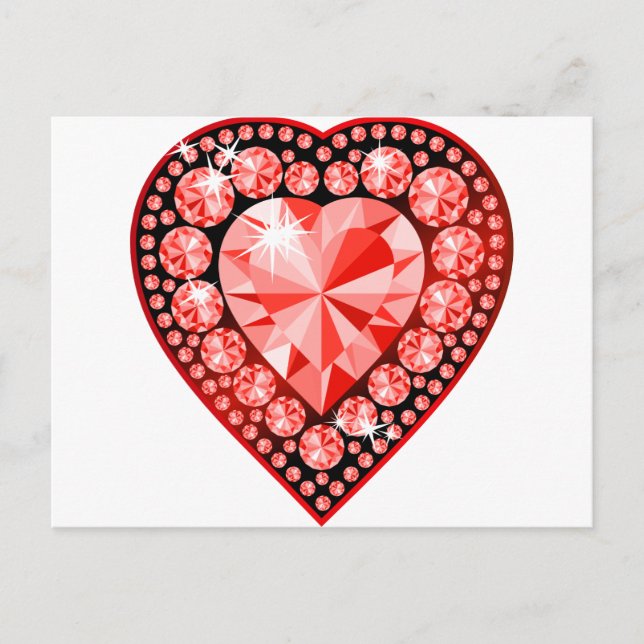 Ruby Gemstone Heart Postcard (Front)