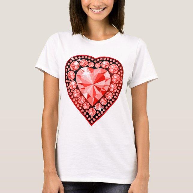 Ruby Gemstone Heart T-Shirt (Front)