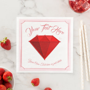 Ruby Gemstone. Jewellery. 40 Wedding Anniversary Napkin