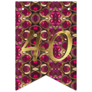 Ruby Gemstone Pattern 40th Wedding Anniversary Bunting