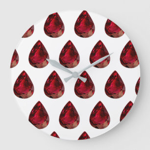 Ruby Gemstone Pattern, July Birthstone Large Clock