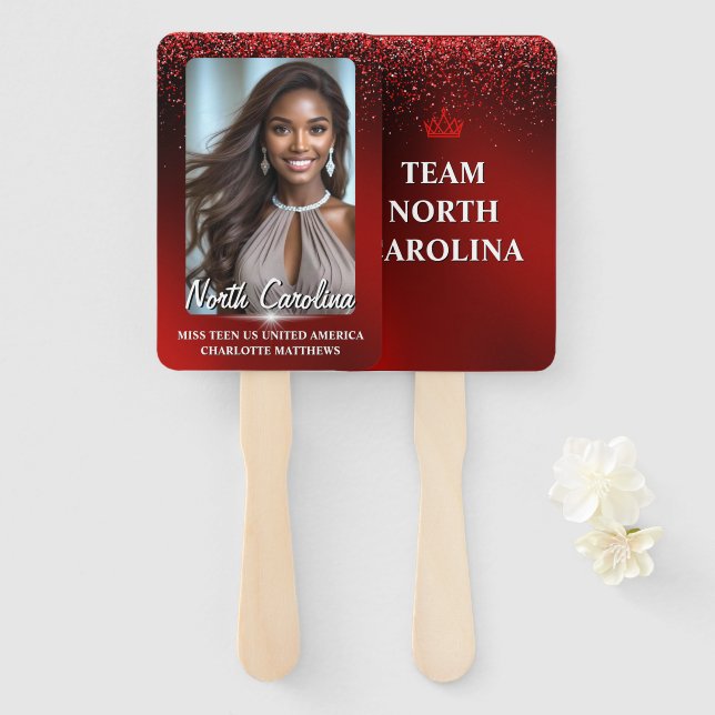 Ruby Glimmer Pageant Wavers 10 Pack Hand Fan (Front and Back)