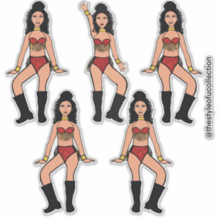 Ruby Gold Fringe Dancer #3A Sticker