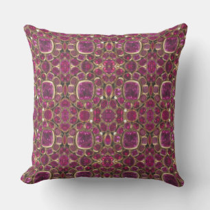 Ruby Gold Gemstone Pattern Elegant Chic Cushion