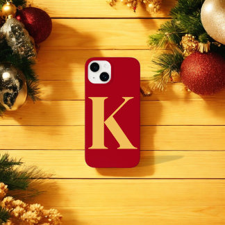 Ruby Gold Initial Personalised Monogram Design Case-Mate iPhone 14 Case