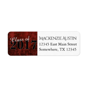 Ruby Grad Red Garnet Crimson Scarlet Party Theme Return Address Label