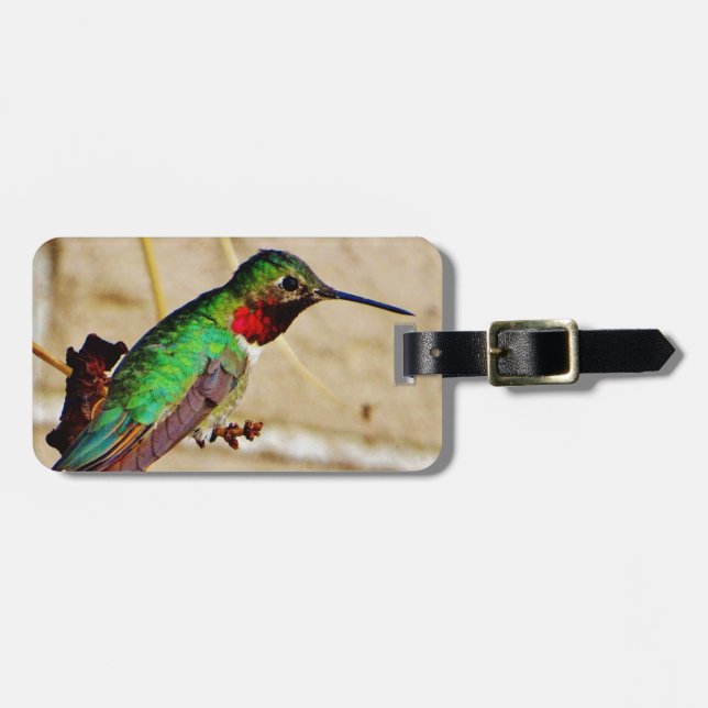 Ruby Green hummingbird Luggage Tag (Front Horizontal)