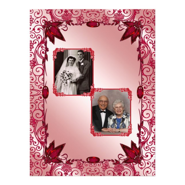 Ruby Happy 40th Wedding Anniversary Photo Print (Front)