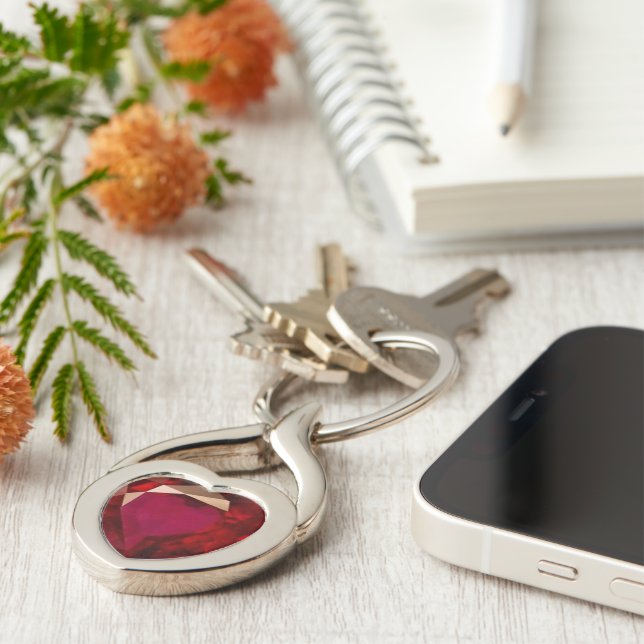 Ruby Heart Key Ring (Side)